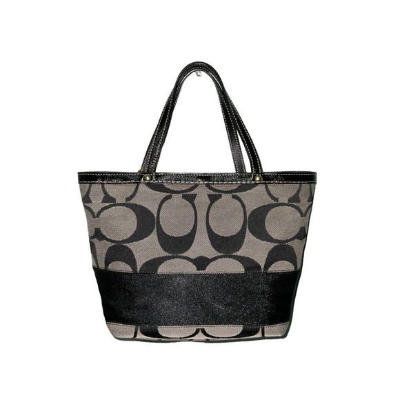 COACH CC Black Canvas & Leather Small Tote Handbag Women's Purse L0667-10123 - Picture 1 of 16